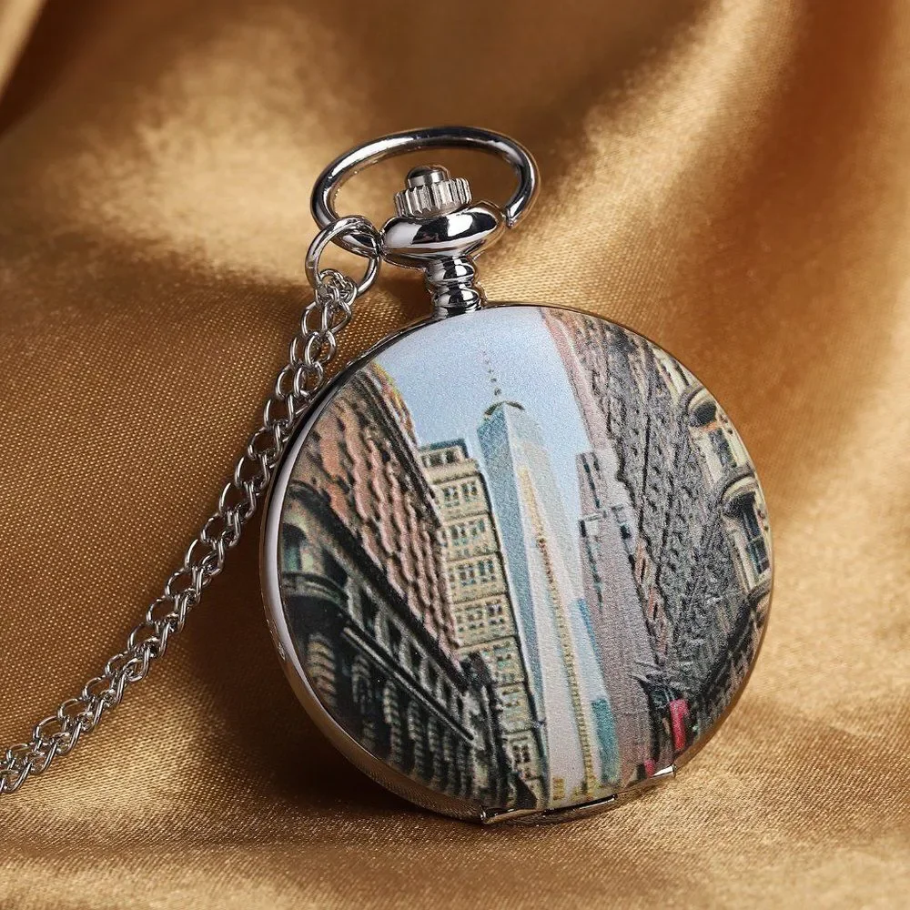 STRADA Statue World Trade Cente Pattern Pocket Watch Women's 31
